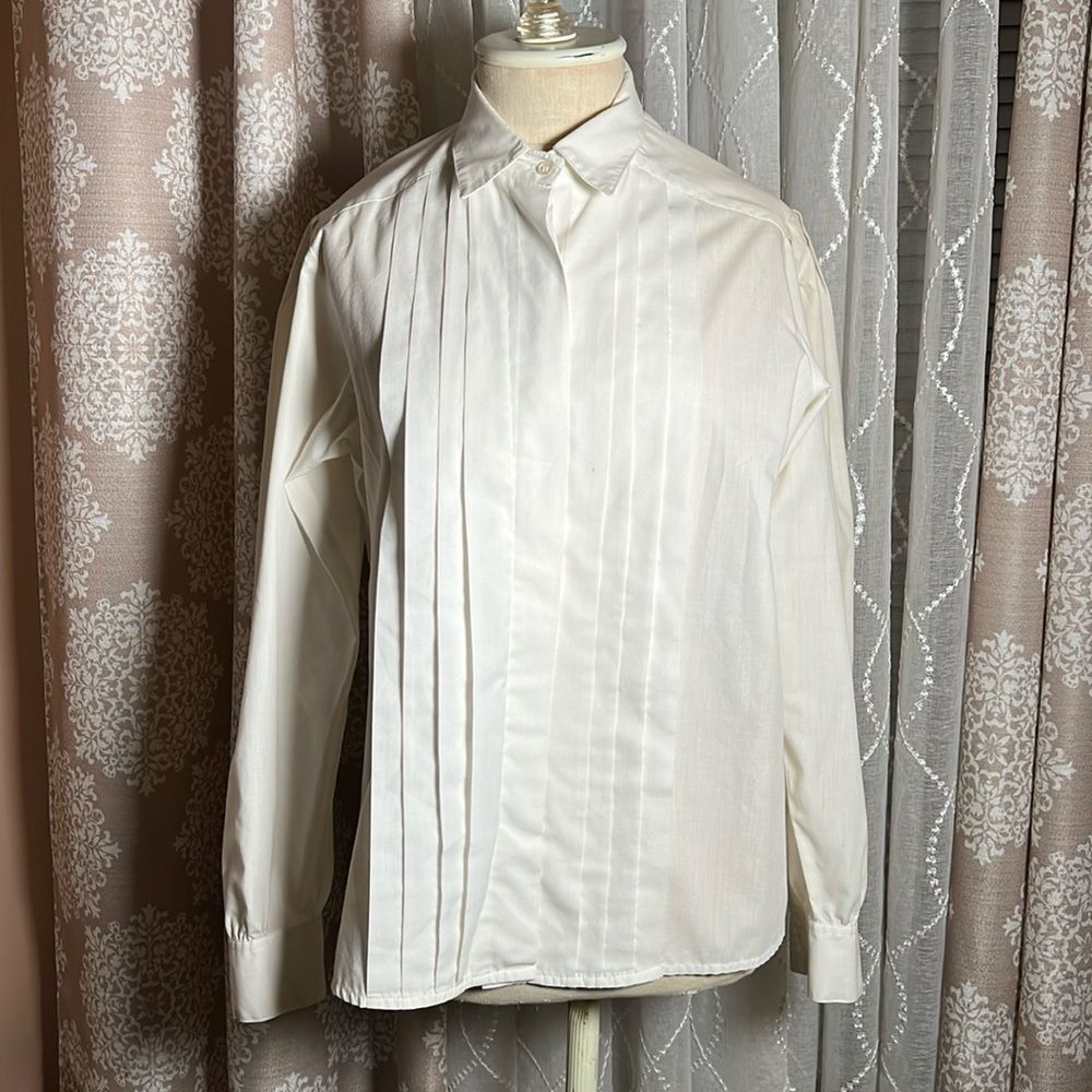 Evan Davies Pleated Front Button Down Blouse | Size 14